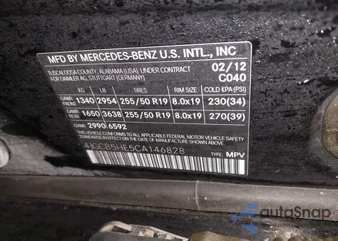 2012 Mercedes-Benz R 350 4Matic z USA, uszkodzony, nr VIN 4JGCB5HE5CA146828